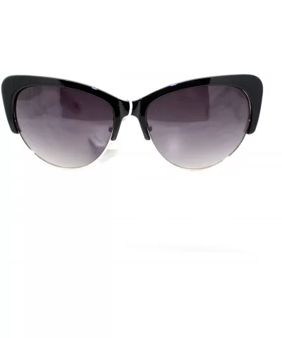 Womens Fashion Sunglasses Retro Plastic Top Oval Cateye Frame - Black White - CI11V3V9R3X $6.37 Oval