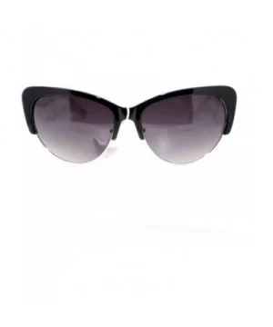 Womens Fashion Sunglasses Retro Plastic Top Oval Cateye Frame - Black White - CI11V3V9R3X $6.37 Oval