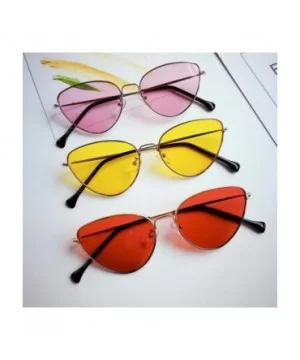 Retro Cat Eye Sunglasses Women Yellow Red Lens Sun Glasses Fashion Light Weight Sunglass Vintage Metal Eyewear - C4198AH8GRU ...