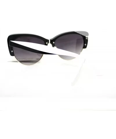 Womens Fashion Sunglasses Retro Plastic Top Oval Cateye Frame - Black White - CI11V3V9R3X $6.37 Oval