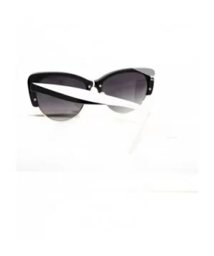 Womens Fashion Sunglasses Retro Plastic Top Oval Cateye Frame - Black White - CI11V3V9R3X $6.37 Oval