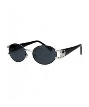 Mens Metal Emblem Luxury 90s Gangster Rapper OG Oval Round Sunglasses - Silver Black - C517YW06R8I $7.29 Round