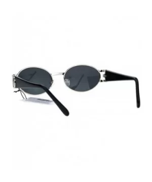 Mens Metal Emblem Luxury 90s Gangster Rapper OG Oval Round Sunglasses - Silver Black - C517YW06R8I $7.29 Round