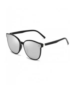 Unisex Sunglasses Retro Black Drive Holiday Oval Non-Polarized UV400 - Black Silver - C118R973RH6 $7.72 Oval