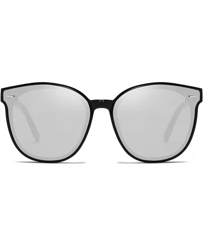 Unisex Sunglasses Retro Black Drive Holiday Oval Non-Polarized UV400 - Black Silver - C118R973RH6 $7.72 Oval