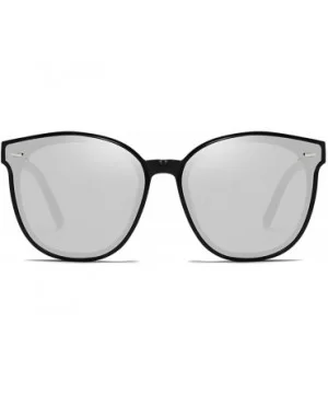 Unisex Sunglasses Retro Black Drive Holiday Oval Non-Polarized UV400 - Black Silver - C118R973RH6 $7.72 Oval