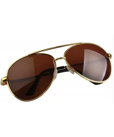 Men's sunglasses and flying glasses polarized tourism driving mirror driver type - Gold Tea - CJ12KFBF0DR $12.77 Aviator