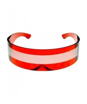 80s Futuristic Cyclops Cyberpunk Visor Sunglasses with Semi Translucent Mirrored Lens - Clear Red / Smoke - CI11N5OWZPX $7.65...