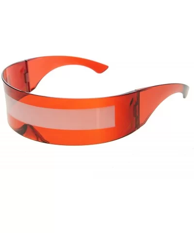 80s Futuristic Cyclops Cyberpunk Visor Sunglasses with Semi Translucent Mirrored Lens - Clear Red / Smoke - CI11N5OWZPX $7.65...