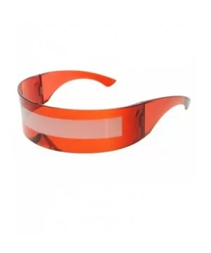 80s Futuristic Cyclops Cyberpunk Visor Sunglasses with Semi Translucent Mirrored Lens - Clear Red / Smoke - CI11N5OWZPX $7.65...