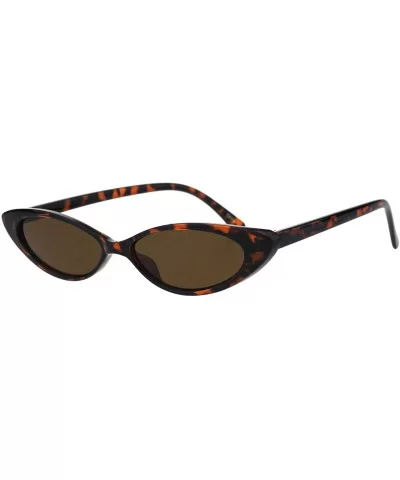 Womens Fashion Sunglasses Skinny Oval Cateye Frame UV 400 - Tortoise (Brown) - CQ18QOXL8OG $7.62 Oval