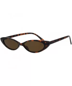 Womens Fashion Sunglasses Skinny Oval Cateye Frame UV 400 - Tortoise (Brown) - CQ18QOXL8OG $7.62 Oval