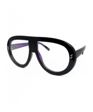 7308 Oversized XXL Futuristic Neon Flat top Clear Sunglasses - Black - CF18DDGW6K6 $14.48 Wayfarer