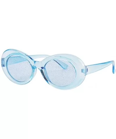 Women Men Transparent Clout Goggles Mod Thick Frame Novelty - Blue - CI190QZ6NS8 $7.46 Oval