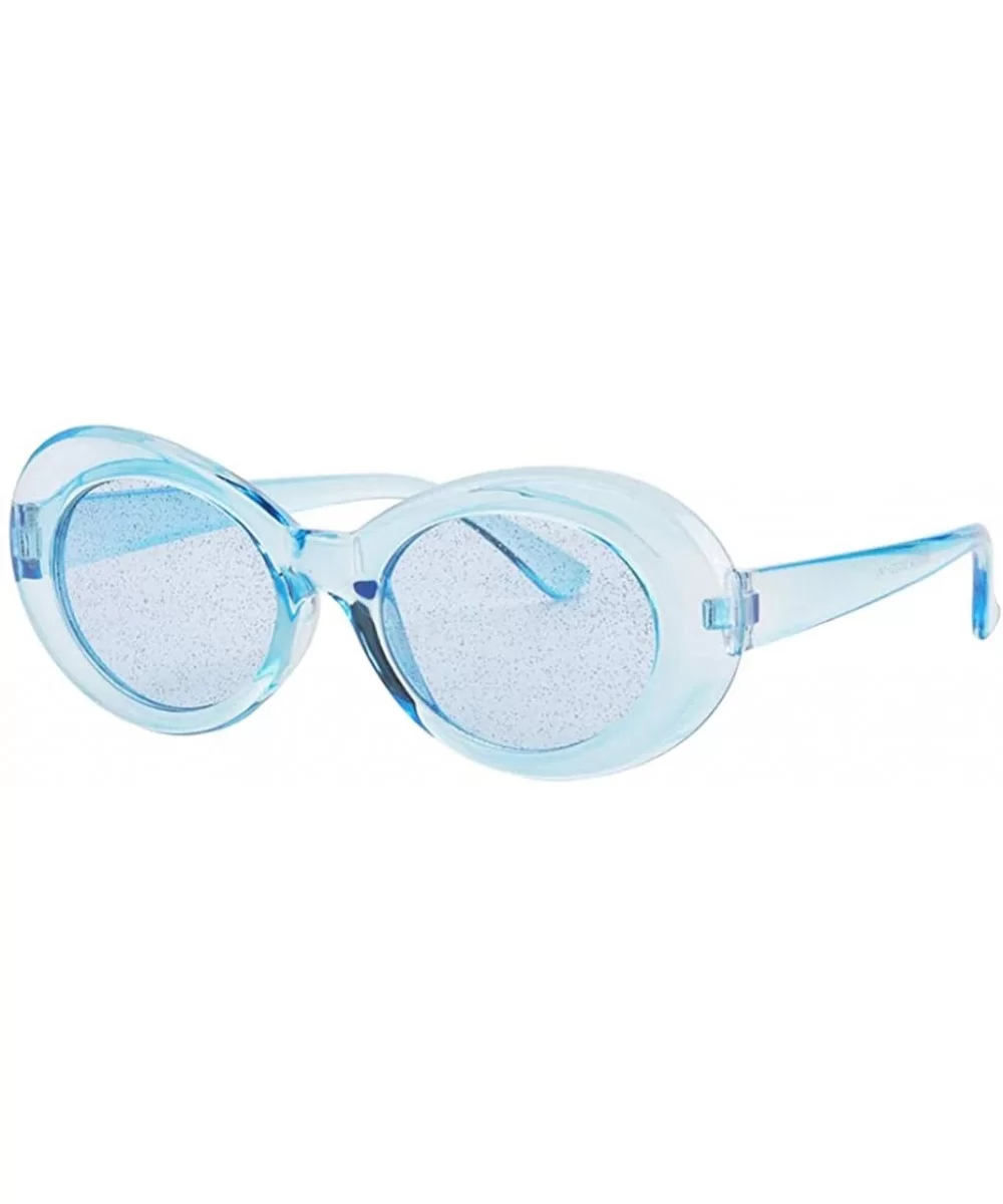 Women Men Transparent Clout Goggles Mod Thick Frame Novelty - Blue - CI190QZ6NS8 $7.46 Oval