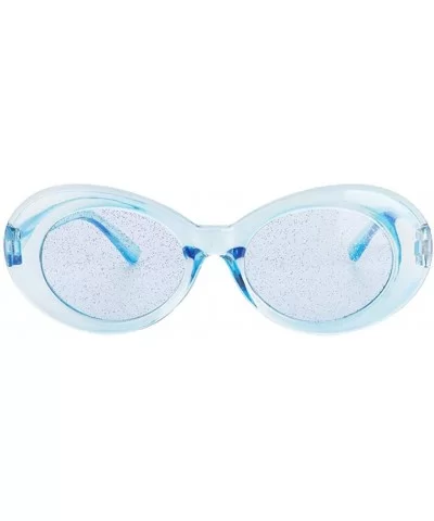 Women Men Transparent Clout Goggles Mod Thick Frame Novelty - Blue - CI190QZ6NS8 $7.46 Oval