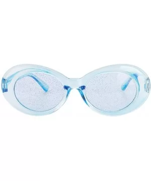 Women Men Transparent Clout Goggles Mod Thick Frame Novelty - Blue - CI190QZ6NS8 $7.46 Oval