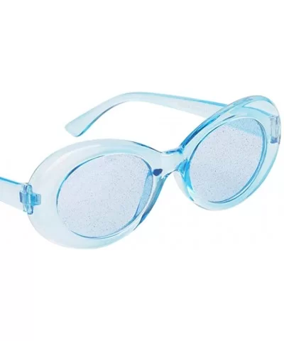 Women Men Transparent Clout Goggles Mod Thick Frame Novelty - Blue - CI190QZ6NS8 $7.46 Oval