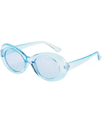 Women Men Transparent Clout Goggles Mod Thick Frame Novelty - Blue - CI190QZ6NS8 $7.46 Oval