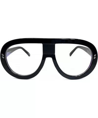 7308 Oversized XXL Futuristic Neon Flat top Clear Sunglasses - Black - CF18DDGW6K6 $14.48 Wayfarer