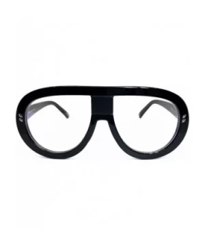 7308 Oversized XXL Futuristic Neon Flat top Clear Sunglasses - Black - CF18DDGW6K6 $14.48 Wayfarer