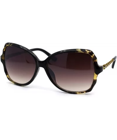 Womens Marble Tortoise Designer Fashion Butterfly Sunglasses - Yellow Tortoise Brown - CQ194KT6MXZ $7.55 Butterfly