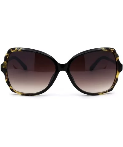 Womens Marble Tortoise Designer Fashion Butterfly Sunglasses - Yellow Tortoise Brown - CQ194KT6MXZ $7.55 Butterfly