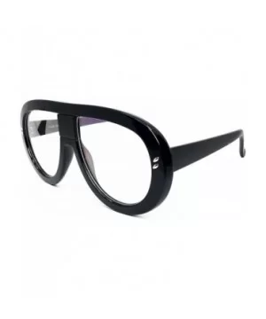 7308 Oversized XXL Futuristic Neon Flat top Clear Sunglasses - Black - CF18DDGW6K6 $14.48 Wayfarer