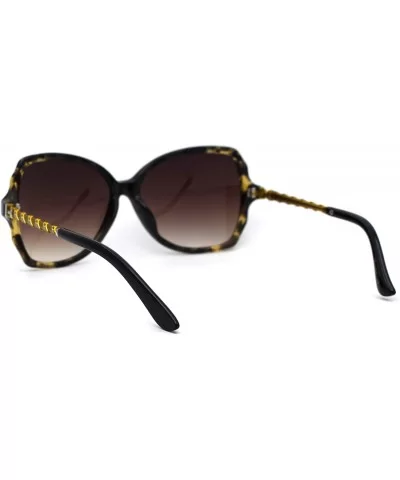 Womens Marble Tortoise Designer Fashion Butterfly Sunglasses - Yellow Tortoise Brown - CQ194KT6MXZ $7.55 Butterfly