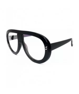 7308 Oversized XXL Futuristic Neon Flat top Clear Sunglasses - Black - CF18DDGW6K6 $14.48 Wayfarer