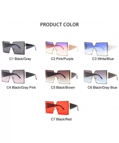 Oversized One Piece Lens Sunglasses Square Frame Sunglasses for Men and Women Uv400 Goggles - CW198KD66MQ $11.44 Oversized