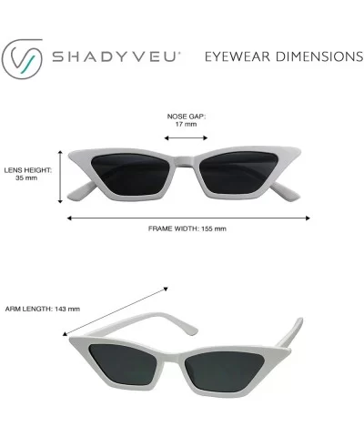 Small Cateye Sunglasses Retro UV Protection Mini Vintage Narrow Wide Pointy Mod Chic - White Frame / Black Lens - CR18O5HTH5D...