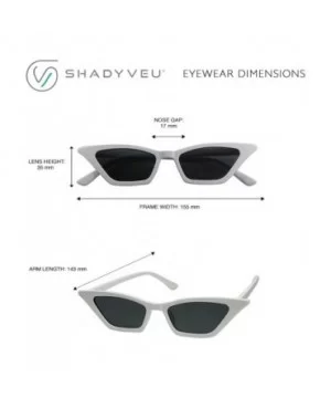 Small Cateye Sunglasses Retro UV Protection Mini Vintage Narrow Wide Pointy Mod Chic - White Frame / Black Lens - CR18O5HTH5D...