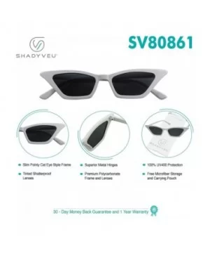 Small Cateye Sunglasses Retro UV Protection Mini Vintage Narrow Wide Pointy Mod Chic - White Frame / Black Lens - CR18O5HTH5D...