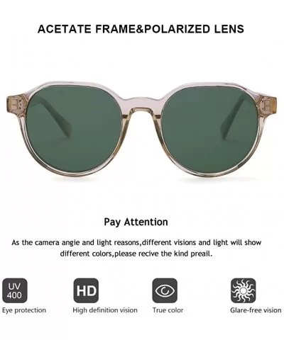 Vintage Round Acetate Polarized Sunglasses Hard Frame Designer Eyewear For Women Men - C8192HW4DD3 $16.88 Round