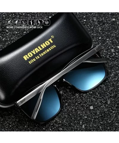 Men Women Polarized Sunglasses Aluminum Magnesium Alloy Driving Sun Glasses Shades Male 90083 - Grey Ice Blue - CQ18X2H69S7 $...