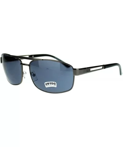 Mens Classic Fashion Sunglasses Metal Rectangular Navigators - Gun Metal - CH11OVBQCCB $5.34 Rectangular