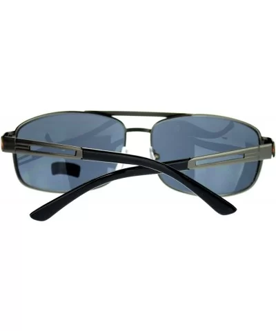 Mens Classic Fashion Sunglasses Metal Rectangular Navigators - Gun Metal - CH11OVBQCCB $5.34 Rectangular