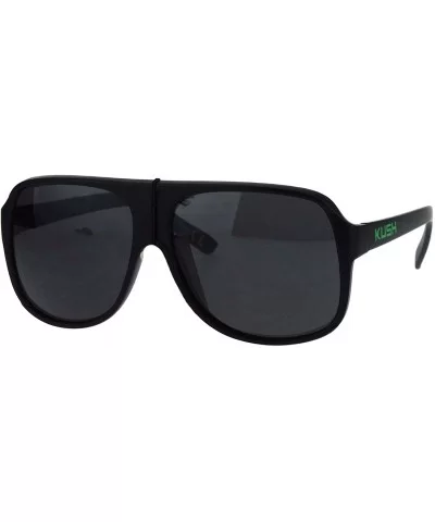 KUSH Sunglasses Mens Matte Black Square Racer Aviators UV 400 - Black Green - CQ184QI3RRK $6.58 Aviator