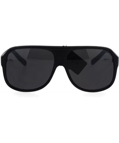 KUSH Sunglasses Mens Matte Black Square Racer Aviators UV 400 - Black Green - CQ184QI3RRK $6.58 Aviator