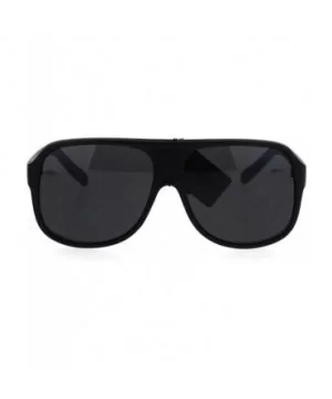 KUSH Sunglasses Mens Matte Black Square Racer Aviators UV 400 - Black Green - CQ184QI3RRK $6.58 Aviator