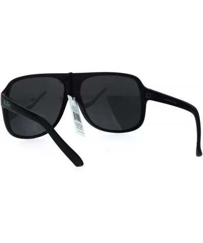 KUSH Sunglasses Mens Matte Black Square Racer Aviators UV 400 - Black Green - CQ184QI3RRK $6.58 Aviator