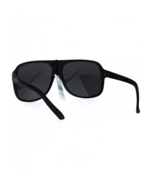 KUSH Sunglasses Mens Matte Black Square Racer Aviators UV 400 - Black Green - CQ184QI3RRK $6.58 Aviator