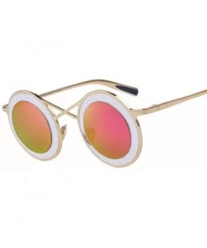 Fashion Women Round Sunglasses Twin-Beams Sunglasses Coating C07 Brown - C04 Red - CA18YKTEMKR $5.72 Aviator