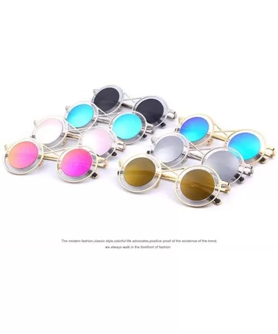 Fashion Women Round Sunglasses Twin-Beams Sunglasses Coating C07 Brown - C04 Red - CA18YKTEMKR $5.72 Aviator