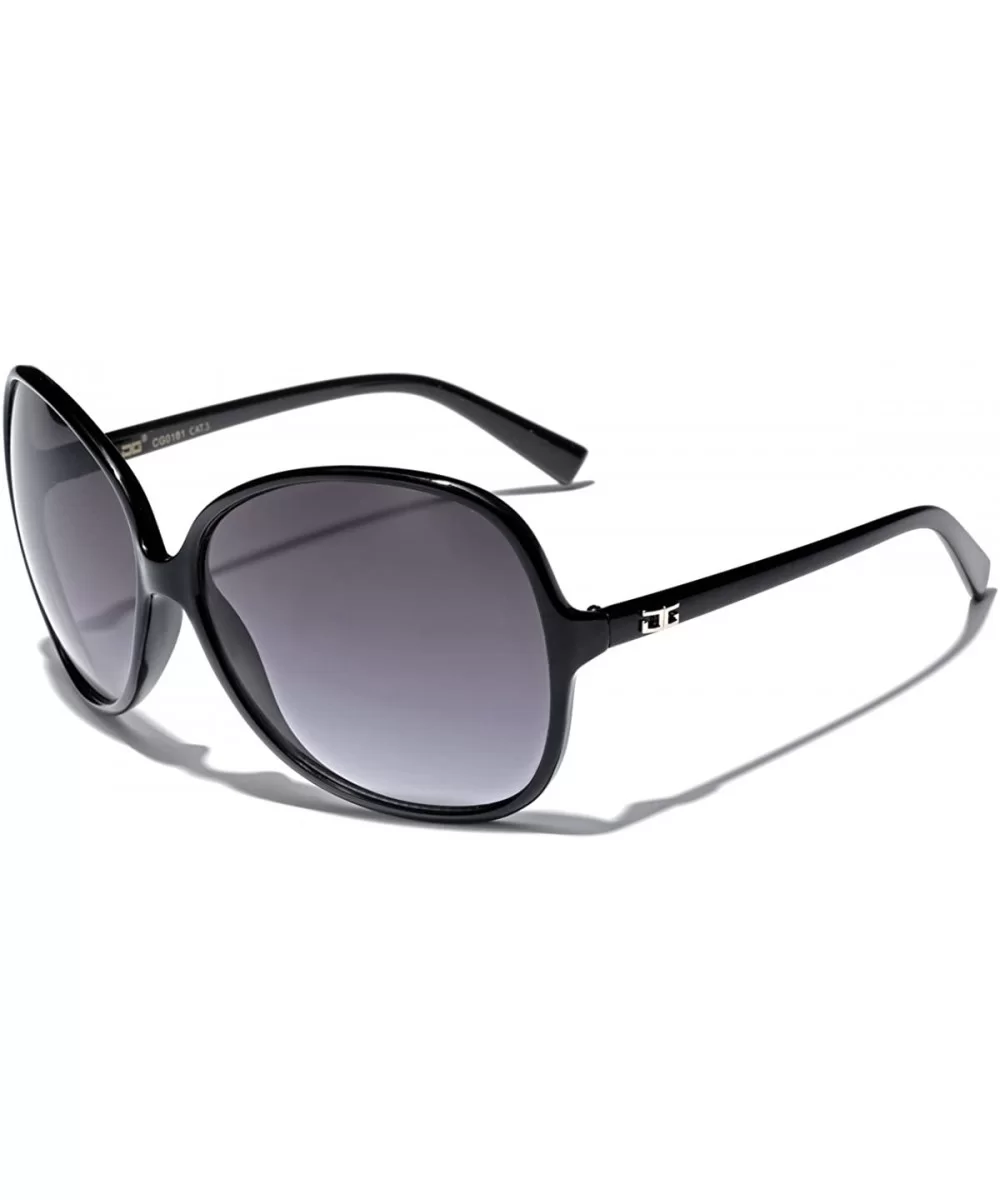 Oversized Frame Women's Round Butterfly Shape Sunglasses - Black - CJ1252TBL3F $6.95 Butterfly