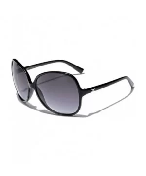 Oversized Frame Women's Round Butterfly Shape Sunglasses - Black - CJ1252TBL3F $6.95 Butterfly