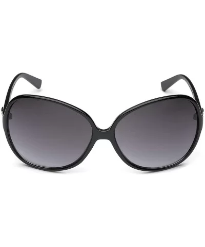 Oversized Frame Women's Round Butterfly Shape Sunglasses - Black - CJ1252TBL3F $6.95 Butterfly