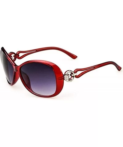 Women Fashion Oval Shape UV400 Framed Sunglasses Sunglasses - Wine Red - CA195OYYGOK $16.59 Oval