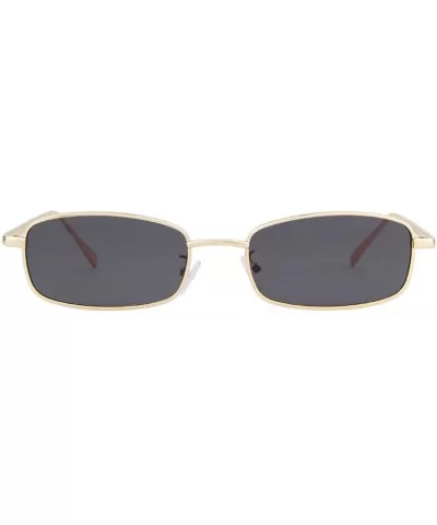 Vintage Sunglasses for Women Men Retro Rectangular Metal Frame Steampunk UV400 Lens - Grey Gold - C618W94R8O6 $7.64 Rectangular